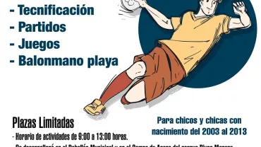 imagen del cartel del Taller de Balonmano, Miguelturra, agosto 2019
