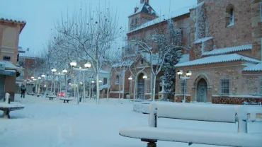 imagen de archivo de la Plaza de la Constitución nevada, autor de la imagen Nacho Vera, no se autoriza la reproducción de la imagen sin la autorización expresa del autor