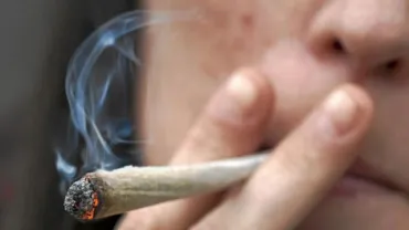 imagen de joven fumando un porro de marihuana