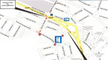 imagen plano desvío de calles por obras, feb 2010