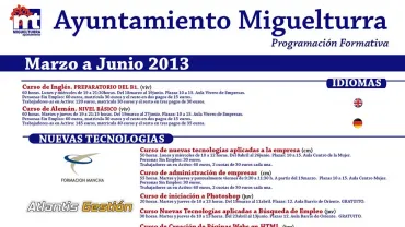 imagen del cartel cursos Ayuntamiento, marzo 2013