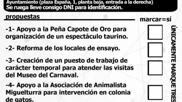 imagen de la papeleta para la consulta popular, miguelturra diciembre 2017