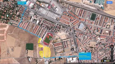 imagen del plano elaborado por el área de Deportes, aparcamientos Media Maratón 2017