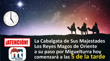 imagen fotomontaje aviso anticipo del cambio de hora Cabalgata Reyes 2018