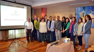 imagen de la reunión con la AD Campo de Calatrava, Destino Calatrava, Miguelturra, abril de 2018