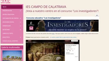 imagen captura pantalla página web del Instituto Campo de Calatrava de Miguelturra, octubre 2018