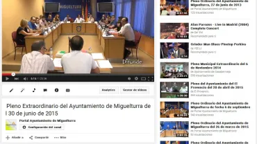 imagen de archivo de los Plenos municipales en Youtube