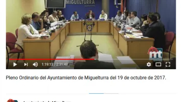 imagen captura pantalla del Pleno Ordinario del 19 de octubre de 2017 en nuestro canal Youtube