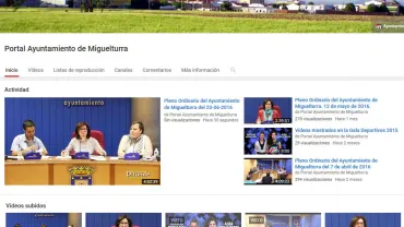 imagen captura pantalla canal municipal en Youtube, junio 2016
