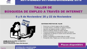 imagen del cartel de los talleres gratuitos de búsqueda de empleo en internet, noviembre 2018