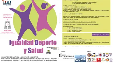 imagen del díptico editado para publicitar las jornadas igualdad deporte y salud 2018, diseño Centro de Internet