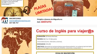 imagen cartel curso inglés a través de internet gratuito, junio 2020