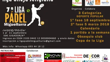 imagen del cartel anunciador inscripciones séptima Liga de Pádel Miguelturra