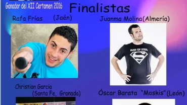 imagen del cartel de los cuatro finalistas Certamen Monólogos UP 2017