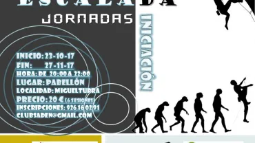 imagen cartel curso iniciación a la escalada en Miguelturra, octubre noviembre 2017