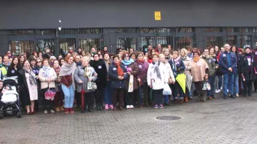imagen de participantes y autoridades en el acto desarrollado por la mañana en el Día Internacional de la Mujer 2018