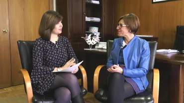 imagen de la entrevista de la periodista Teresa Rodado Nieto a Victoria Sobrino, alcaldesa,  noviembre 2018