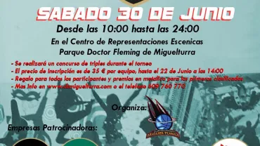 imagen del cartel del torneo 3 por 3 de baloncesto Miguelturra, junio 2018