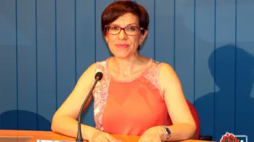 imagen de Victoria Sobrino en rueda de prensa, julio 2018