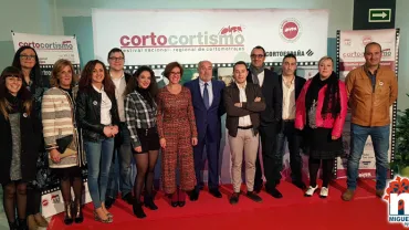 imagen de la organización y autoridades en la inauguración del Corto Cortísmo 2018 de Miguelturra