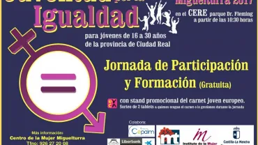 imagen del cartel anunciador de la Jornada de Juventud por la Igualdad Miguelturra 2017