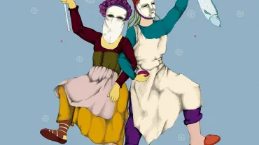 imagen cartel anunciador del Carnaval 2020 de Miguelturra, Juan David Ortiz Rincón y su cartel "Máscaras en el Carnaval"