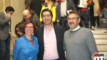 imagen de Sobrino, Caballero y Fernández en la presentación de los Sabores del Quijote 2018