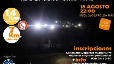 imagen del cartel de la Quedada Nocturna, agosto 2017, diseño Fondistas Miguelturra