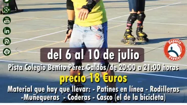 imagen del cartel del taller de patinaje en línea para adultos, julio 2015
