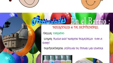 imagen cartel taller en Peralvillo para niños y niñas, septiembre 2017