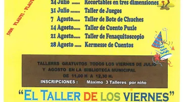 imagen cartel talleres Biblioteca Municipal en verano de 2015