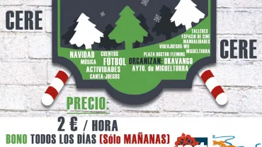 imagen del cartel de los talleres de ocio y tiempo libre en el CERE, Navidad 2015