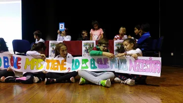 imagen de alumnado en la Casa de la Cultura durante el evento, octubre 2019