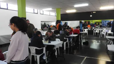 imagen durante el torneo de ajedrez en el Estadio Municipal, febrero 2020, fuente imagen Club Ajedrez Miguelturra