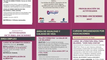 imagen del tríptico completo del Centro de la Mujer, septiembre 2017