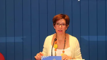 imagen de la alcaldesa, Victoria Sobrino, durante la junta de gobierno local, julio 2017