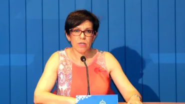 imagen de la alcaldesa de Miguelturra, Victoria Sobrino, en rueda de prensa el 3 de julio de 2018