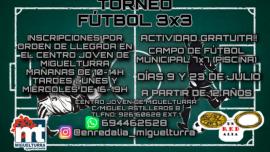 imagen cartel torneo fútbol 3 por 3, julio 2021 Miguelturra