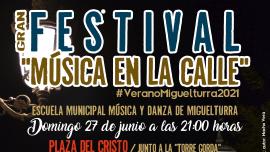 imagen del cartel anunciador del Gran Festival Música en la Calle, junio 2021, diseño portal web municipal