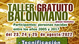 curso taller de balonmano, agosto 2022, diseño portal web www.miguelturra.es