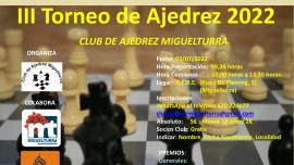 imagen cartel Torneo Ajedrez Miguelturra, julio 2022