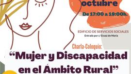 Cartel charla Mujer, discapacidad y mundo rural, Miguelturra octubre de 2023