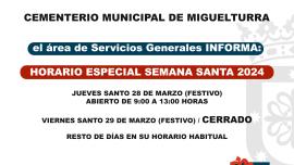 horario especial semana santa 2024 cementerio miguelturra