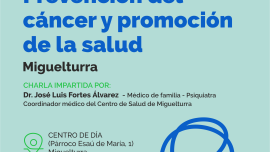 Cartel charla prevención cáncer, Miguelturra abril de 2024