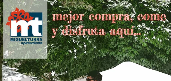 imagen cartel campaña mejor compra, come y disruta aquí, junio 2021, Ayuntamiento Miguelturra