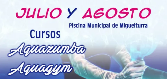 imagen cartel de los cursos que se darán en la piscina municipal, verano 2021 Miguelturra