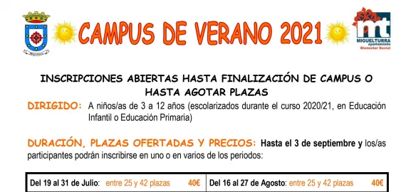 imagen del nuevo cartel del Campus de Verano de Bienestar Social, 2021-07-14