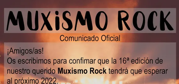 imagen comunicado suspensión Muxismo Rock 2021, Miguelturra
