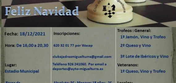 imagen cartel Torneo Ajedrez Navidad 2021 Miguelturra