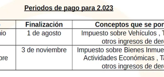 periodos recaudación impuestos año 2023